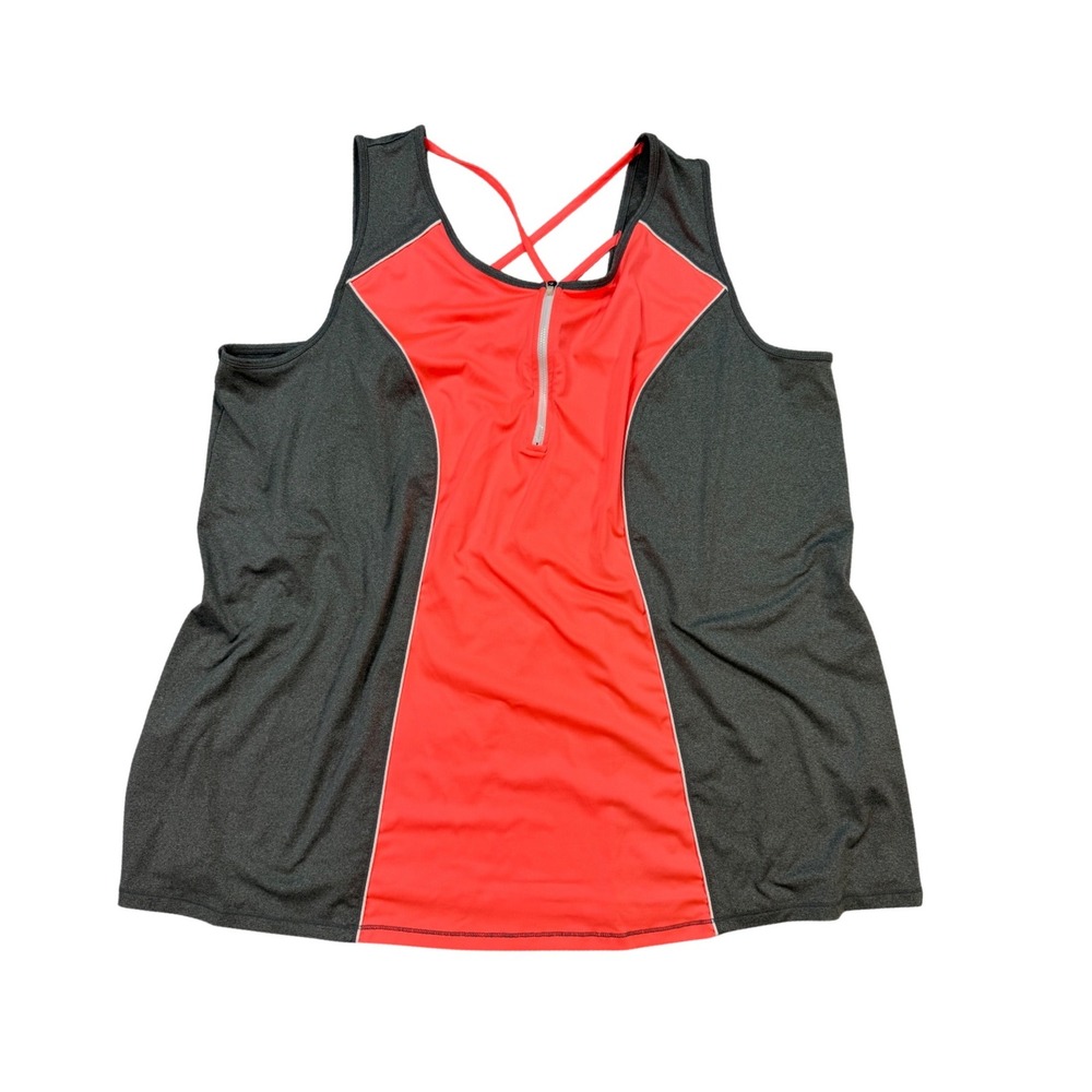 Catherines Activewear Set Womens 3X Gray Coral Excellent 2pc Tank Capri Outfit